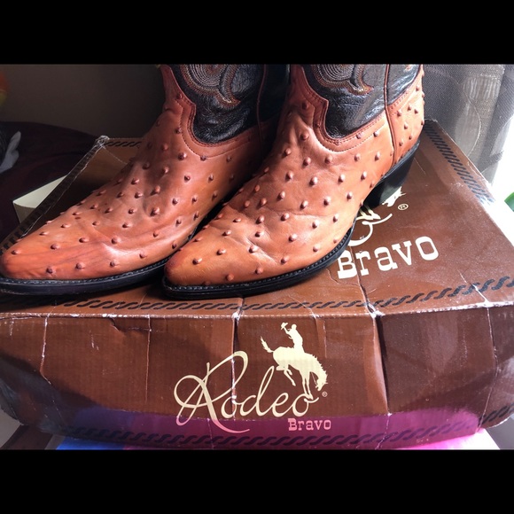 Bravo Rodeo Ostrich Skin Boots Sz 9 - Picture 3 of 6